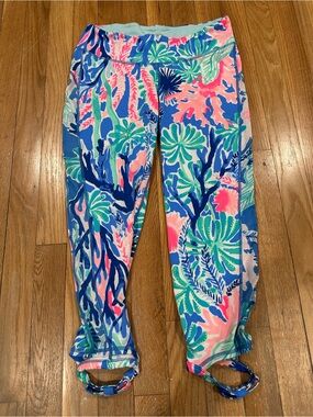 Lilly Pulitzer Luxletic Pants Womens Medium Floral Leggings Capris Athletic